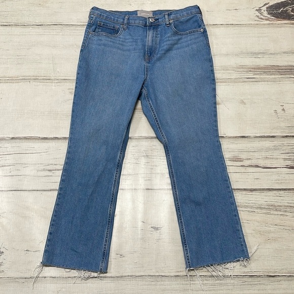 Everlane Jeans Women's 32 Blue Denim Bootcut Raw Hem Cropped - Picture 3 of 12